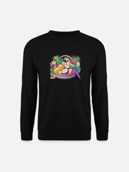 Obstkorb mit Papagei - Unisex Pullover - Schwarz