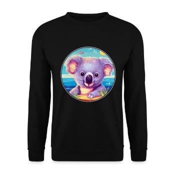 Koala Buntes Aquarell Cartoon Kawaii Tier - Unisex Pullover - Schwarz - Vorne - Alina (178cm) & Michal (187cm)