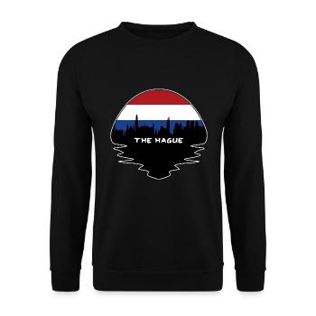 Den Haag Niederlande Flagge Skyline Silhouette Trav - Unisex Pullover - Schwarz - Vorne - Alina (178cm) & Michal (187cm)