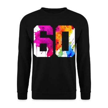 NUMMER 60 JAHRE ALT 60. GEBURTSTAG - Unisex Pullover - Schwarz - Vorne - Alina (178cm) & Michal (187cm)