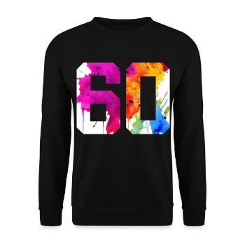 NUMMER 60 JAHRE ALT 60. GEBURTSTAG - Unisex Pullover - Schwarz - Vorne - Alina (178cm) & Michal (187cm)