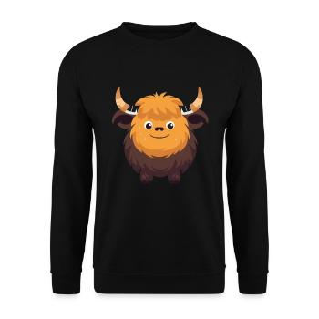 Yak Niedlich Glücklich Kawaii Cartoon Clipart Tier - Unisex Pullover - Schwarz - Vorne - Alina (178cm) & Michal (187cm)