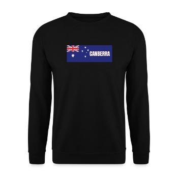 Canberra City in australischer Flagge - Unisex Pullover - Schwarz - Vorne - Alina (178cm) & Michal (187cm)