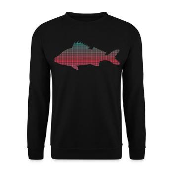 Barsch Angler Design verpixelt Barsche Angeln - Unisex Pullover - Schwarz - Vorne - Alina (178cm) & Michal (187cm)
