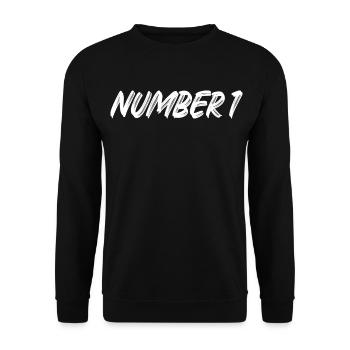 Number 1 - eins - erster - erste - 1 - Nummer 1 - Unisex Pullover - Schwarz - Vorne - Alina (178cm) & Michal (187cm)