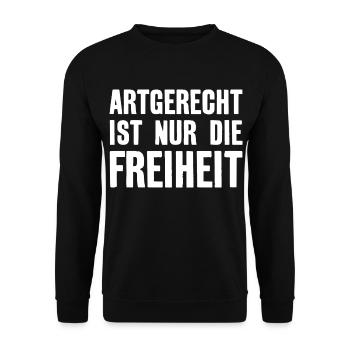 ARTGERECHT IST NUR DIE FREIHEIT - Unisex Pullover - Schwarz - Vorne - Alina (178cm) & Michal (187cm)