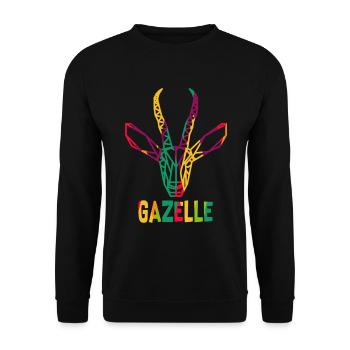 Grazile Gazelle Polygonzeichnung - Unisex Pullover - Schwarz - Vorne - Alina (178cm) & Michal (187cm)