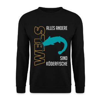 Angeln Waller fischen Sportfischen auf Wels - Unisex Pullover - Schwarz - Vorne - Alina (178cm) & Michal (187cm)