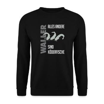 Wels fischen Kampf mit dem starken Wels - Unisex Pullover - Schwarz - Vorne - Alina (178cm) & Michal (187cm)