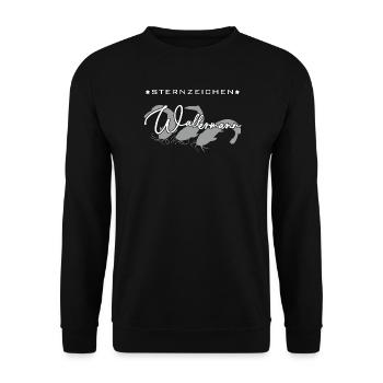 Sternzeichen Wallermann lustiger Wallerspruch Wels - Unisex Pullover - Schwarz - Vorne - Alina (178cm) & Michal (187cm)
