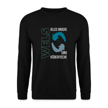 Wels angeln Waller fischen Sportfischen auf Wels - Unisex Pullover - Schwarz - Vorne - Alina (178cm) & Michal (187cm)