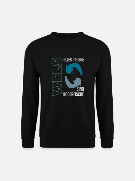 Wels angeln Waller fischen Sportfischen auf Wels - Unisex Pullover - Schwarz