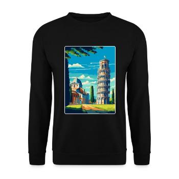 Pisa Italien Vintage Reiseplakat Souvenir Souvenir - Unisex Pullover - Schwarz - Vorne - Alina (178cm) & Michal (187cm)