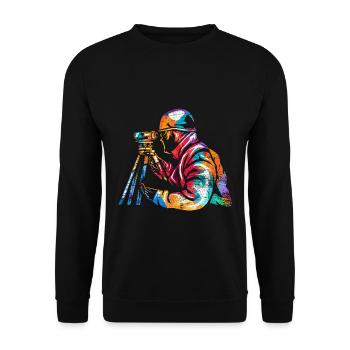 Pfiffiger Vermessungstechniker Kataster - Unisex Pullover - Schwarz - Vorne - Alina (178cm) & Michal (187cm)