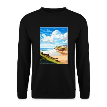 Polzeath Cornwall Vintage Reiseposter Souvenir - Unisex Pullover - Schwarz - Vorne - Alina (178cm) & Michal (187cm)