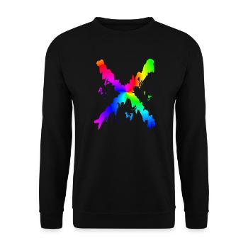 X Desing regenbogen - Unisex Pullover - Schwarz - Vorne - Alina (178cm) & Michal (187cm)