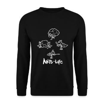 Neugierige Ameise Naturforscher - Unisex Pullover - Schwarz - Vorne - Alina (178cm) & Michal (187cm)