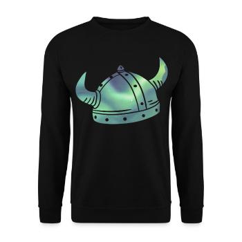 Island Wikinger Polarlicht Aurora Borealis - Unisex Pullover - Schwarz - Vorne - Alina (178cm) & Michal (187cm)