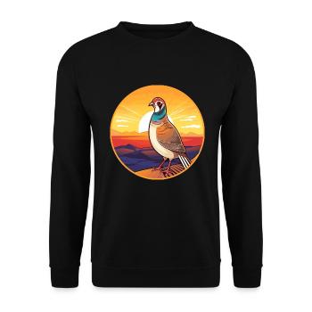 Rebhuhn Buntes Aquarell Cartoon Kawaii Haustier - Unisex Pullover - Schwarz - Vorne - Alina (178cm) & Michal (187cm)