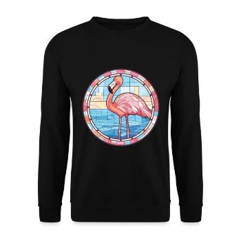 Flamingo Bunte Aquarell-Tierillustration - Unisex Pullover - Schwarz - Vorne - Alina (178cm) & Michal (187cm)