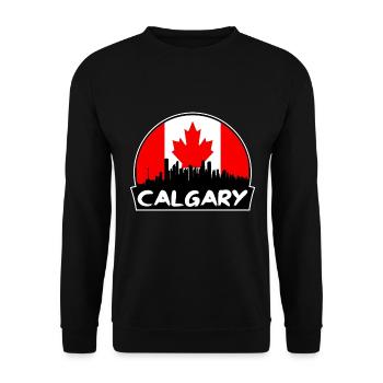 Calgary Kanada Flagge Skyline Silhouette Reisen - Unisex Pullover - Schwarz - Vorne - Alina (178cm) & Michal (187cm)