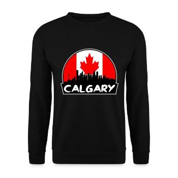 Calgary Kanada Flagge Skyline Silhouette Reisen - Unisex Pullover - Schwarz - Vorne - Alina (178cm) & Michal (187cm)