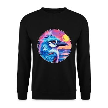 Blauer Eichelhäher Buntes Aquarell Cartoon Kawaii Tier - Unisex Pullover - Schwarz - Vorne - Alina (178cm) & Michal (187cm)