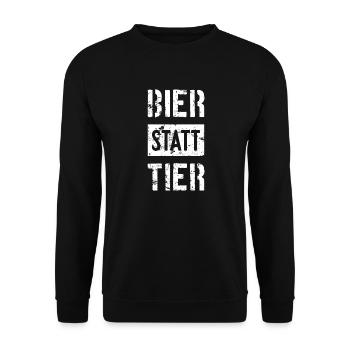 BIER STATT TIER - Unisex Pullover - Schwarz - Vorne - Alina (178cm) & Michal (187cm)