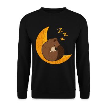 Schlafender Biber Wildtier Tier Kanada Damm Nageti - Unisex Pullover - Schwarz - Vorne - Alina (178cm) & Michal (187cm)