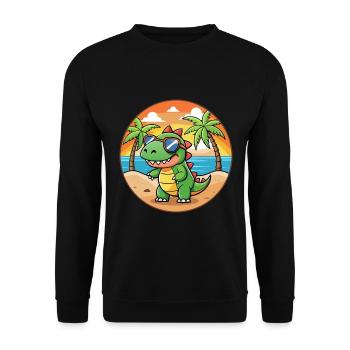 Dinosaur Funny Cartoon Summer Beach Sunglasses - Unisex Sweatshirt - black - Front - Alina (178cm) & Michal (187cm)