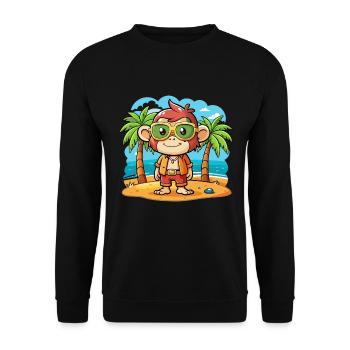 Affe Lustige Cartoon Sommer Strand Sonnenbrille - Unisex Pullover - Schwarz - Vorne - Alina (178cm) & Michal (187cm)