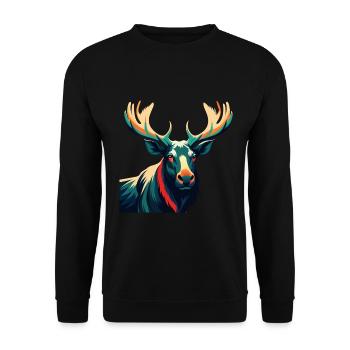 Elch Zeichentrickfigur Buntes Haustier Tier - Unisex Pullover - Schwarz - Vorne - Alina (178cm) & Michal (187cm)