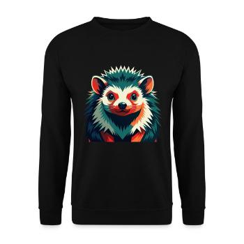 Igel Zeichentrickfigur Buntes Haustier Tier - Unisex Pullover - Schwarz - Vorne - Alina (178cm) & Michal (187cm)