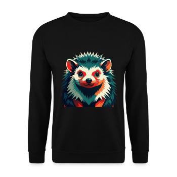 Igel Zeichentrickfigur Buntes Haustier Tier - Unisex Pullover - Schwarz - Vorne - Alina (178cm) & Michal (187cm)