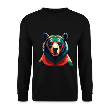 Bär Zeichentrickfigur Buntes Haustier Tier - Unisex Pullover - Schwarz - Vorne - Alina (178cm) & Michal (187cm)