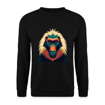 Pavian Zeichentrickfigur Buntes Haustier Tier - Unisex Pullover - Schwarz - Vorne - Alina (178cm) & Michal (187cm)