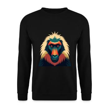 Pavian Zeichentrickfigur Buntes Haustier Tier - Unisex Pullover - Schwarz - Vorne - Alina (178cm) & Michal (187cm)