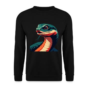 Schlange Cartoon Figur Buntes Haustier Tier - Unisex Pullover - Schwarz - Vorne - Alina (178cm) & Michal (187cm)