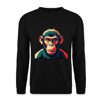 Affe Cartoon Figur Buntes Haustier Tier - Unisex Pullover - Schwarz - Vorne - Alina (178cm) & Michal (187cm)