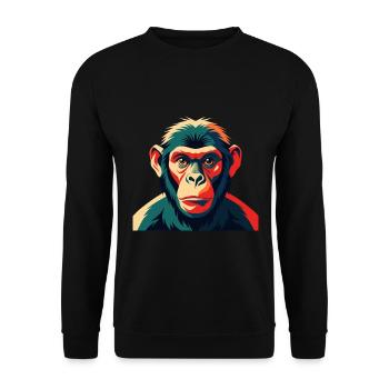 Singe Dessin Animé Personnage Animal De Compagnie Coloré - Sweat-shirt Unisexe - noir - Devant - Alina (178cm) & Michal (187cm)