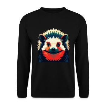 Igel Cartoon Figur Buntes Haustier Tier - Unisex Pullover - Schwarz - Vorne - Alina (178cm) & Michal (187cm)