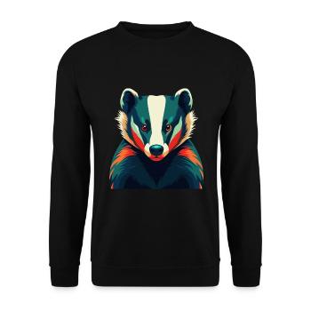Dachs Zeichentrickfigur Buntes Haustier Tier - Unisex Pullover - Schwarz - Vorne - Alina (178cm) & Michal (187cm)
