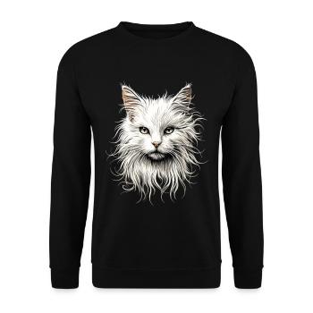 Angora Katze Weiße Angorakatze Süße Angora Katzen - Unisex Pullover - Schwarz - Vorne - Alina (178cm) & Michal (187cm)