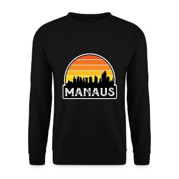 Manaus Brasilien-Flagge Skyline Reise-Souvenir - Unisex Pullover - Schwarz - Vorne - Alina (178cm) & Michal (187cm)