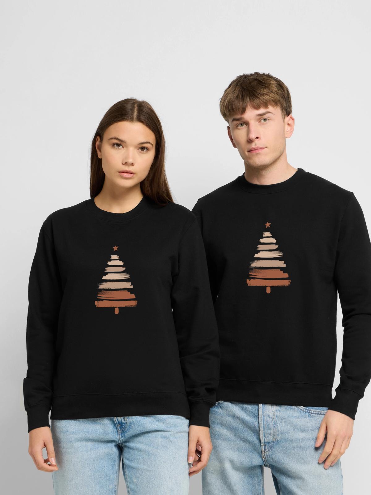Christmas Tree - Unisex Pullover - Schwarz - Vorne - Alina (178cm) & Michal (187cm)