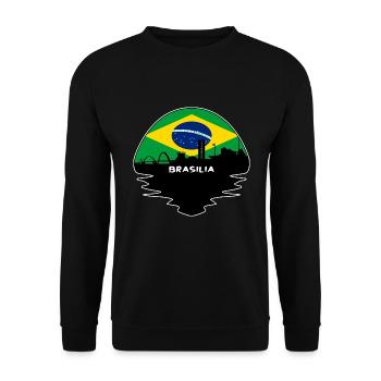 Brasilia Brasilien Flagge Skyline Silhouette Reisen - Unisex Pullover - Schwarz - Vorne - Alina (178cm) & Michal (187cm)