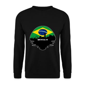 Brasilia Brasilien Flagge Skyline Silhouette Reisen - Unisex Pullover - Schwarz - Vorne - Alina (178cm) & Michal (187cm)