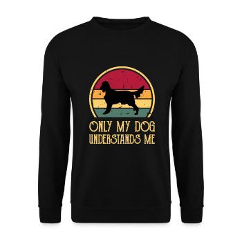Irish Setter Hundeliebhaber Silhouette Vintage Sonnenuntergang - Unisex Pullover - Schwarz - Vorne - Alina (178cm) & Michal (187cm)
