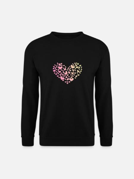 Herz aus Herzchen Liebe Romantisch Jahrestag - Unisex Pullover - Schwarz