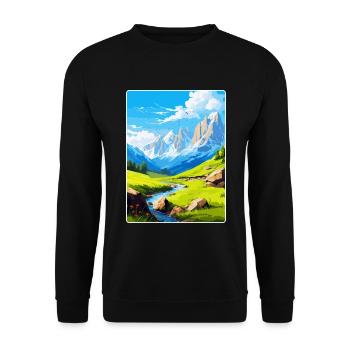 Picos De Europa National Park Spain Travel Poster - Unisex Sweatshirt - black - Front - Alina (178cm) & Michal (187cm)
